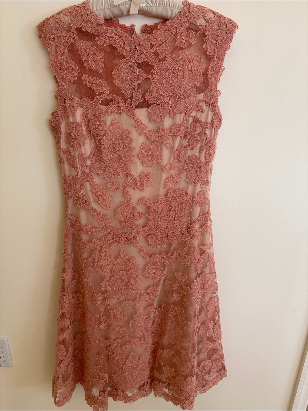 Tadashi Shoji Dusty Rose Floral Lace Mini Dress